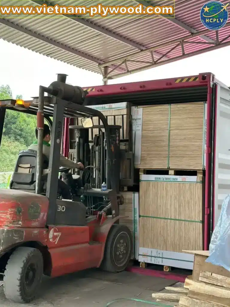 loading plywood boards hc container vietnam hcply